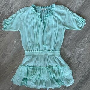 W.A.P.G Blue Ruffled Short Sleeve Dress Size Small.